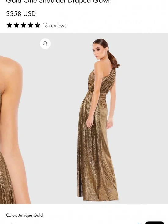 Mac Duggar One Shoulder Gold Gown - Picture 2 of 2